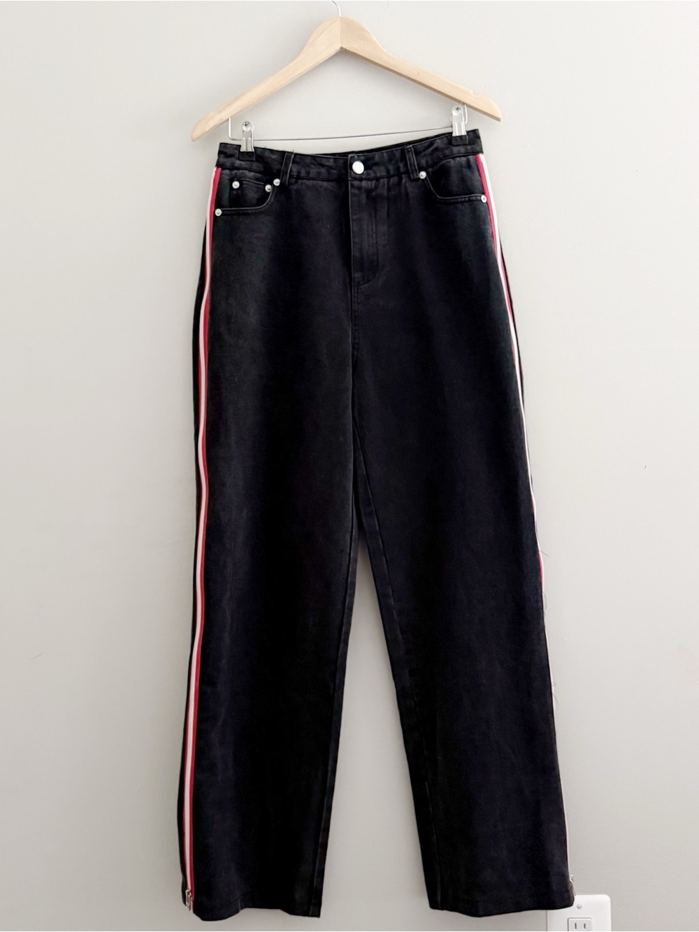 Robin Side Zip High-Rise Black Wide Leg Jeans Womens size 6